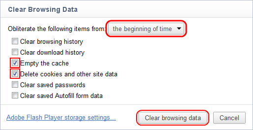 Empty the cache & Delete Cookies > Everything > Clear Browsing Data