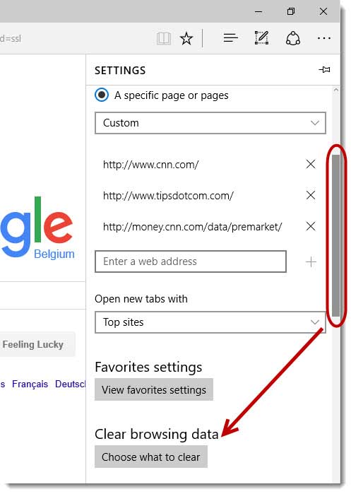 clear cache and cookies from microsoft edge